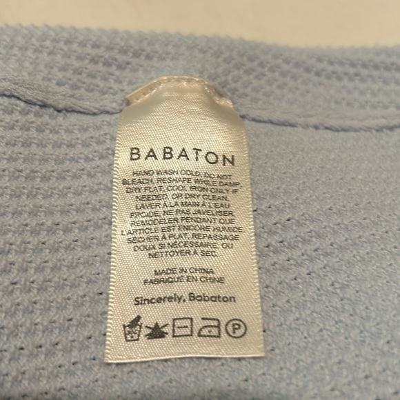 Babaton light blue crisscross knit top size large crop top - Picture 4 of 6